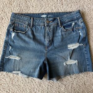 Old Navy High Rise Distressed Blue Denim Shorts